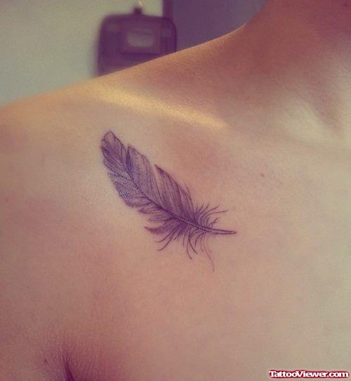 Collarbone Feather Tattoo
