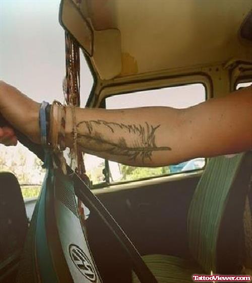 Awesome Right Arm Feather tattoo