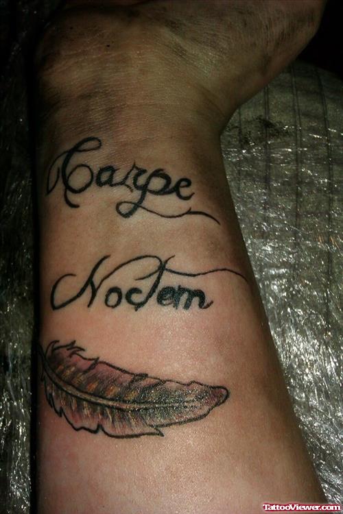 Carpe Noctem Feather Tattoo