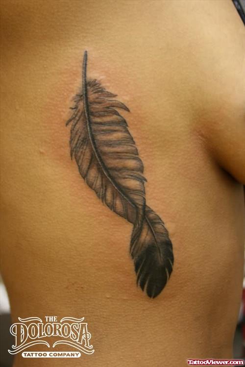 Feathers Tattoo On side Rib