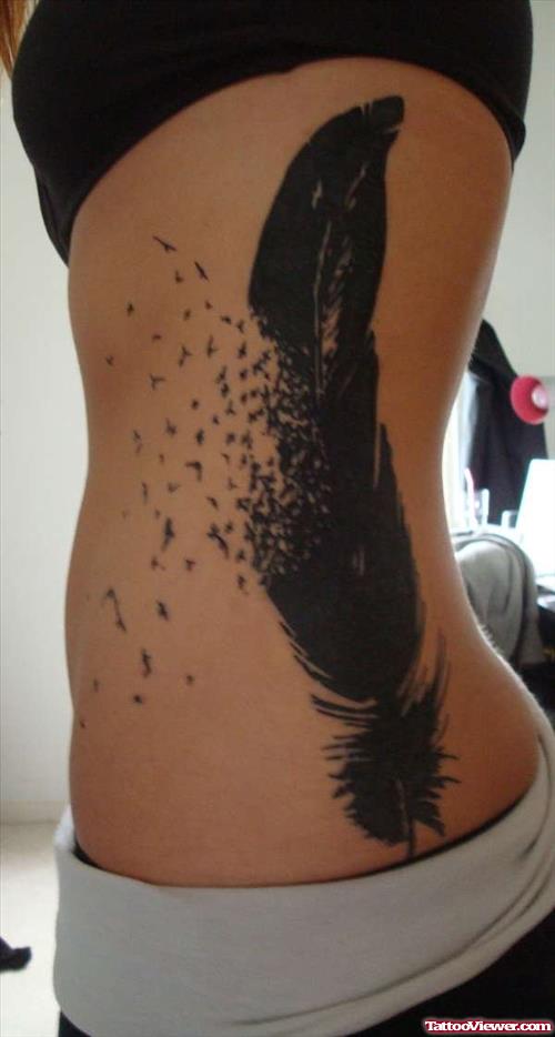 Black Big Feather Tattoo