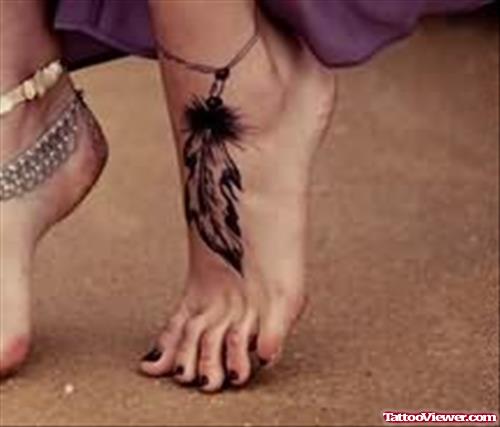 Feather Tattoo For Foot Design