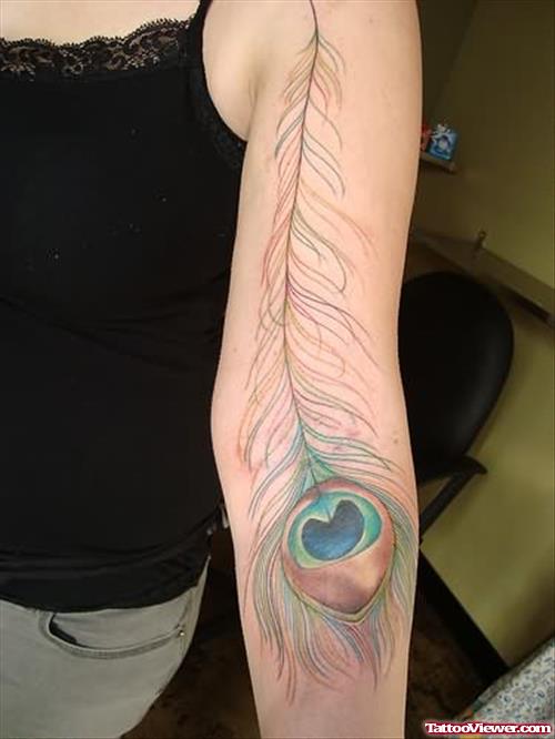 Feather Tattoo On Full Arm