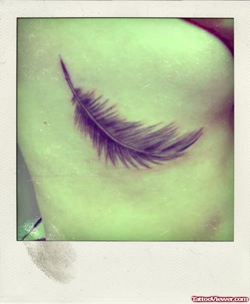 Feather Tattoo For Rib