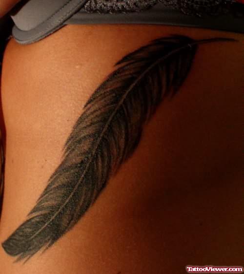 Big Feather Tattoo On Body