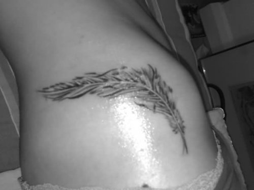 Feather Tattoo On Waist Side