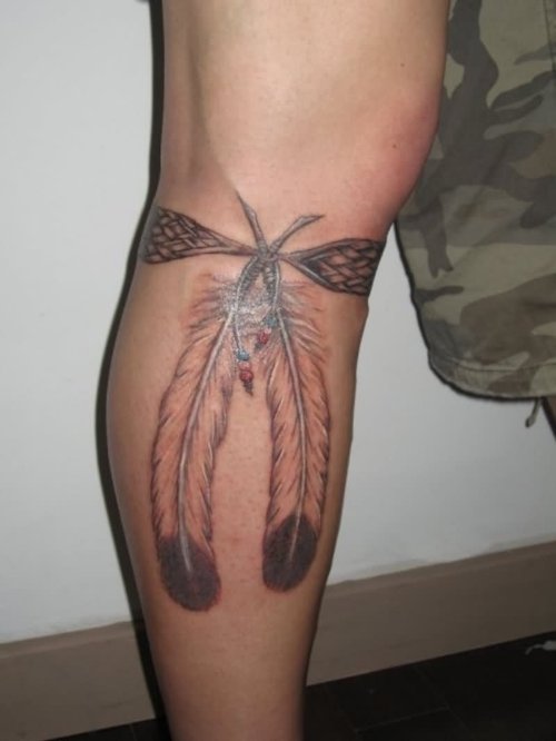 Leg Feather Tattoo