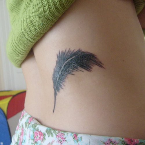 Feathers  Tattoo On Rib Side