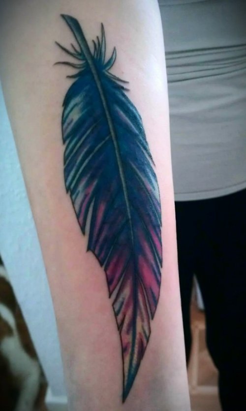 Great Colored Feather Tattoo