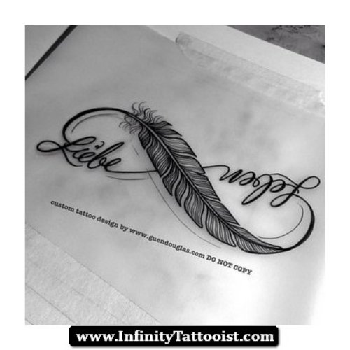 Life Infinity Feather Tattoo Design
