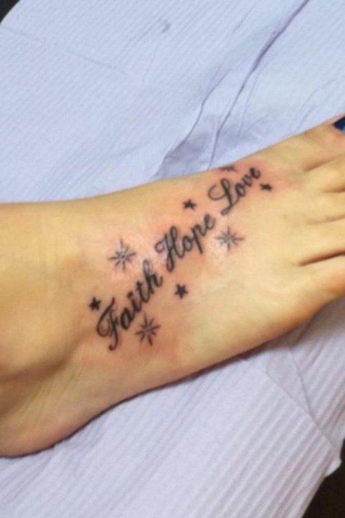 Faith Hope Love Feet Tattoo
