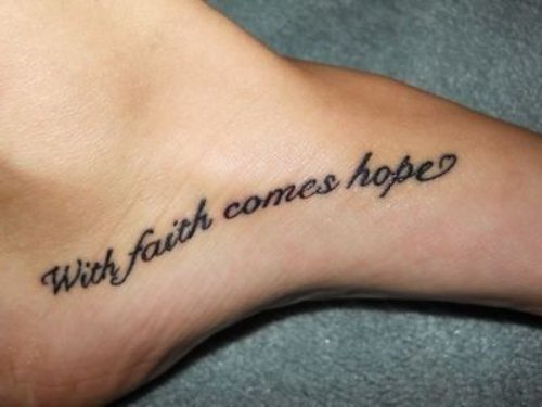 With Faith Comes Hope Feet Tattoo