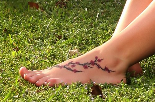 Cherry Blossom Feet Tattoo