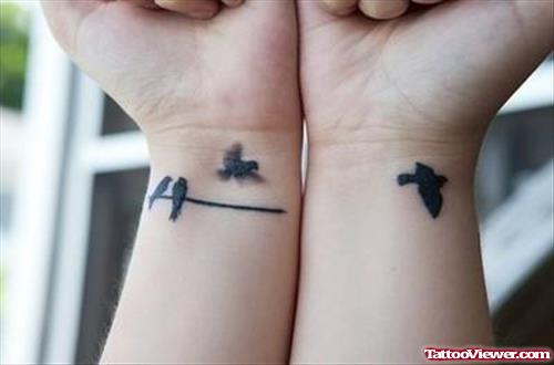 Flying Birds Feminine Tattoos On Wrists