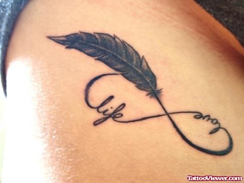 Life And Love Feminine Tattoo On Side Rib