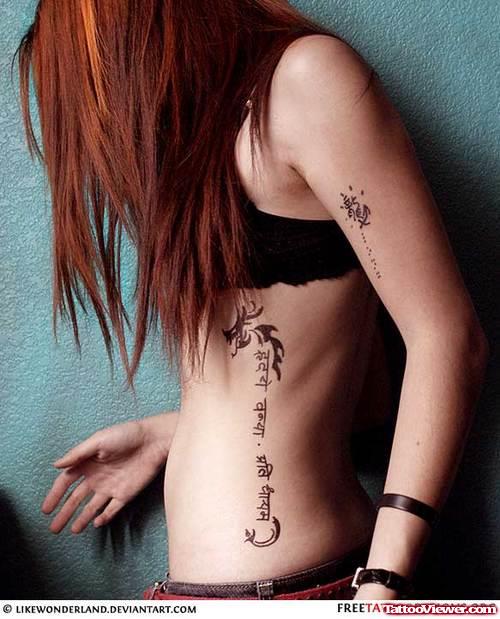 Wonderful Girl Rib Side Feminine Tattoo