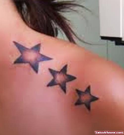 Stars Tattoos On Girl Collarbone