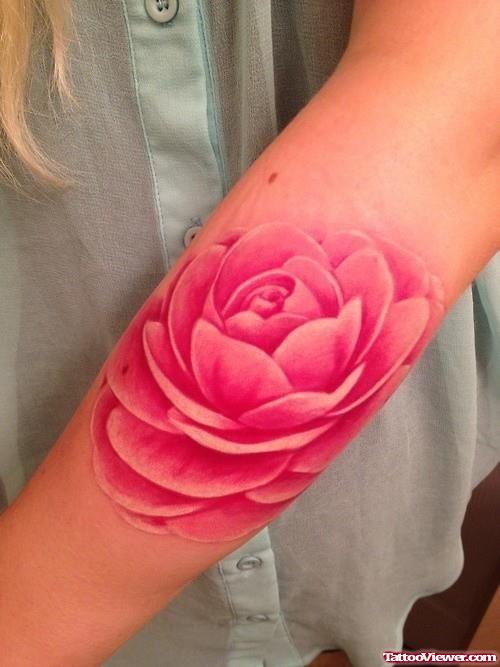 Pink Flower Feminine Tattoo On Sleeve