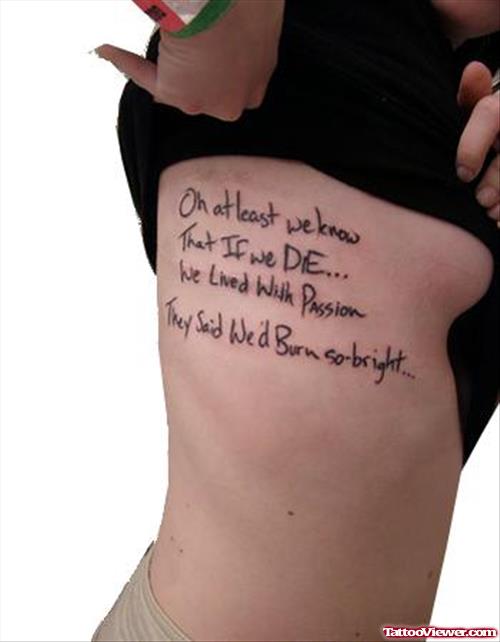 Rib Quotes Feminine Tattoo