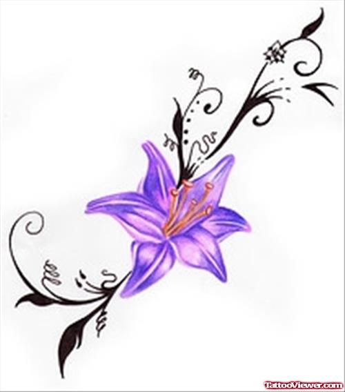 Purple Flower Feminine Tattoo Design