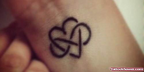 Infinity And Heart Feminine Tattoo On Wrist