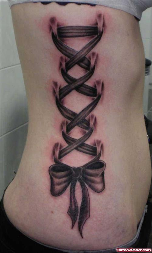 Grey Ink Rib side Corset Feminine Tattoo