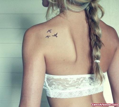Flying Birds Tattoos On Back Shoulder