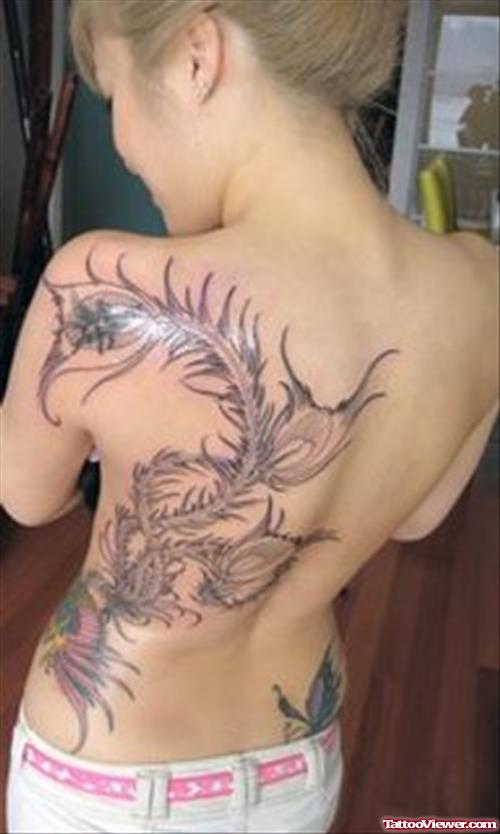 Feminine Tattoo On Girl Back Body