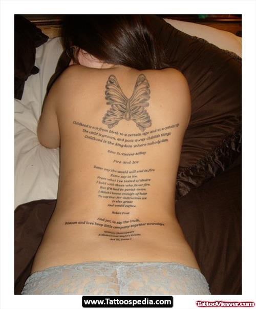 Butterfly Feminine Tattoo On Back