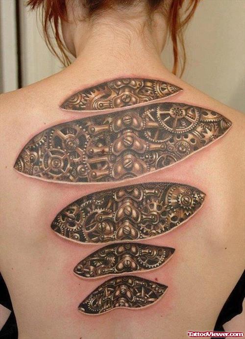 Biomechanical Feminine Tattoo on Back