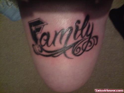 Family Feminine Tattoo On Thigh