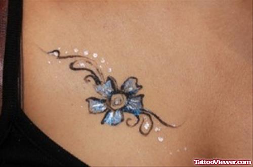 Blue Flower Feminine Tattoo