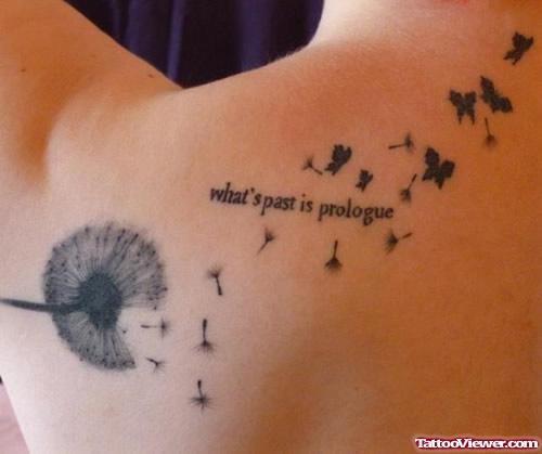 Attractive Dandelion Puff Feminine Tattoo On Back Shoulder