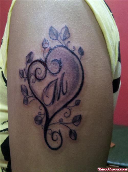Feminine Heart Tattoo On Left Shoulder