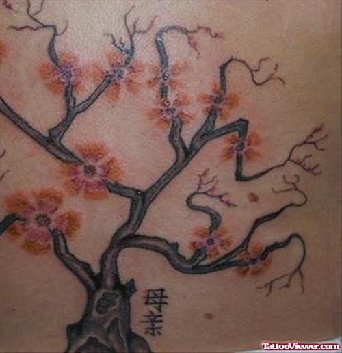 Attractive Cherry Blossom Flowers Tree Feminine Tattoo