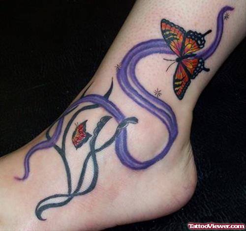 Feminine Butterfly Tattoo On Ankle