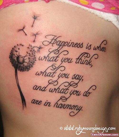 Dandelion Puff and Lettering Feminie Tattoo