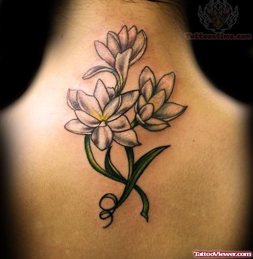 Flower Feminine Tattoo On Back