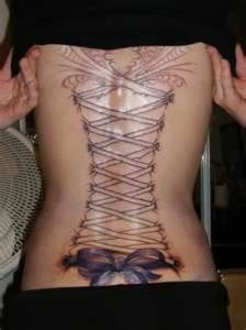 Corset Feminine Tattoo On Back Body