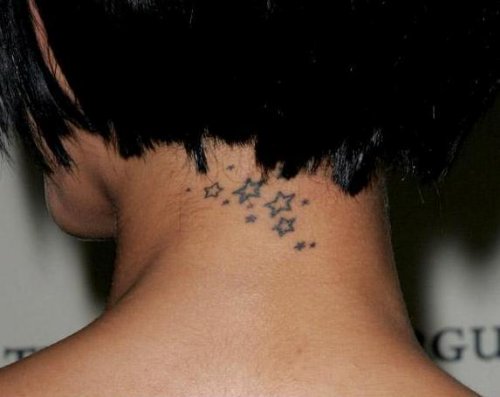 Stars Feminine Tattoo On Nape