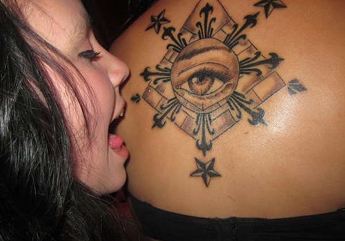 Grey Ink Eye Filipino Tattoo