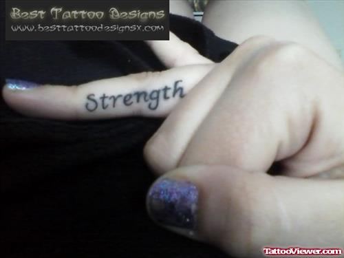 Strength Word Finger Tattoo