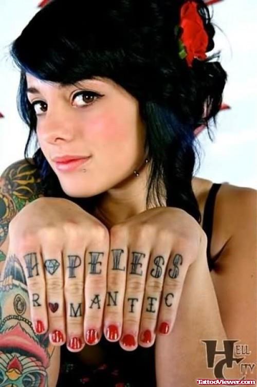 Hopeless Tattoo On Girl Fingers