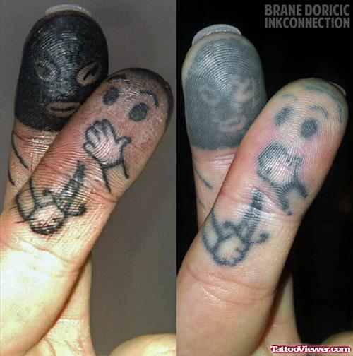 Finger Mugging Tattoo