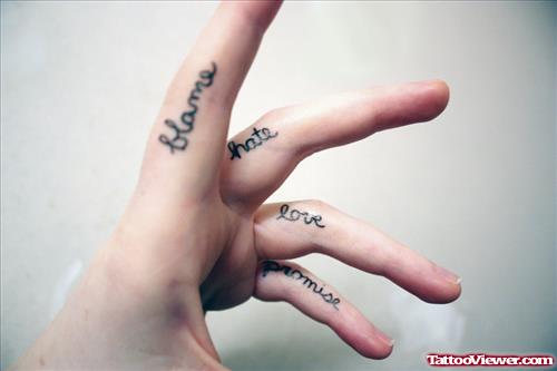 Love Hate Promise Finger Tattoos
