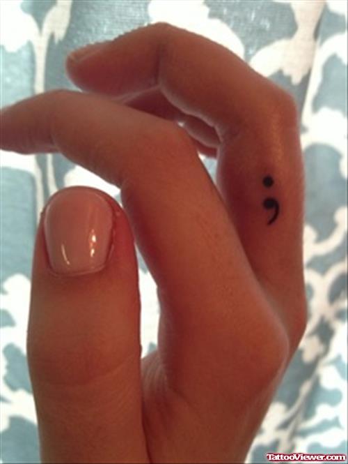 Semicolon Finger Tattoo For Girls