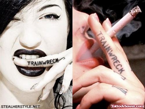 Trainwreck Finger Tattoo