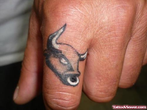 Taurus Head Finger Tattoo