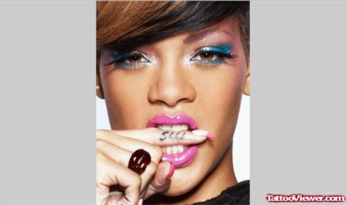 Rihanna Finger Tattoo For Girls
