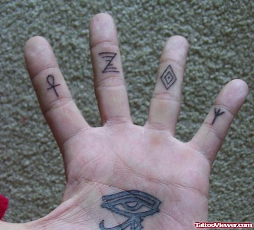 Egyptian Eye Finger Tattoos